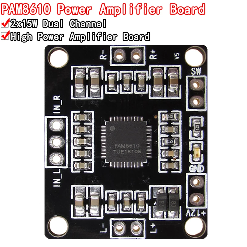 PAM8610 digital power amplifier board 2 x15w dual channel stereo mini class D power amplifier board