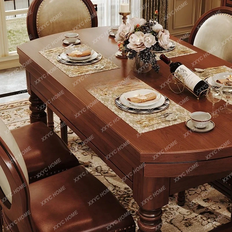 ZC solid wood dining table multi-functional folding large and small apartment household retractable dining table with