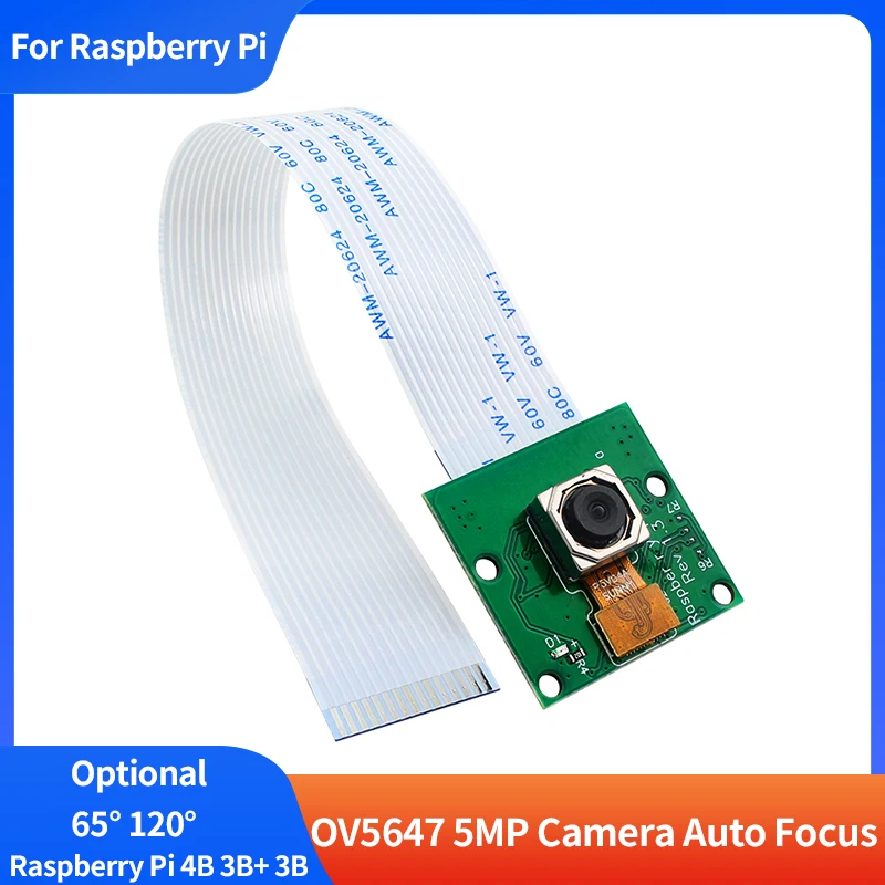 

Raspberry Pi 5MP Камера OV5647 Веб-камера 65 ° 120 ° Модуль камеры с автофокусом и разрешением 15 см FFC для Raspberry Pi 4B 3B+ 3B