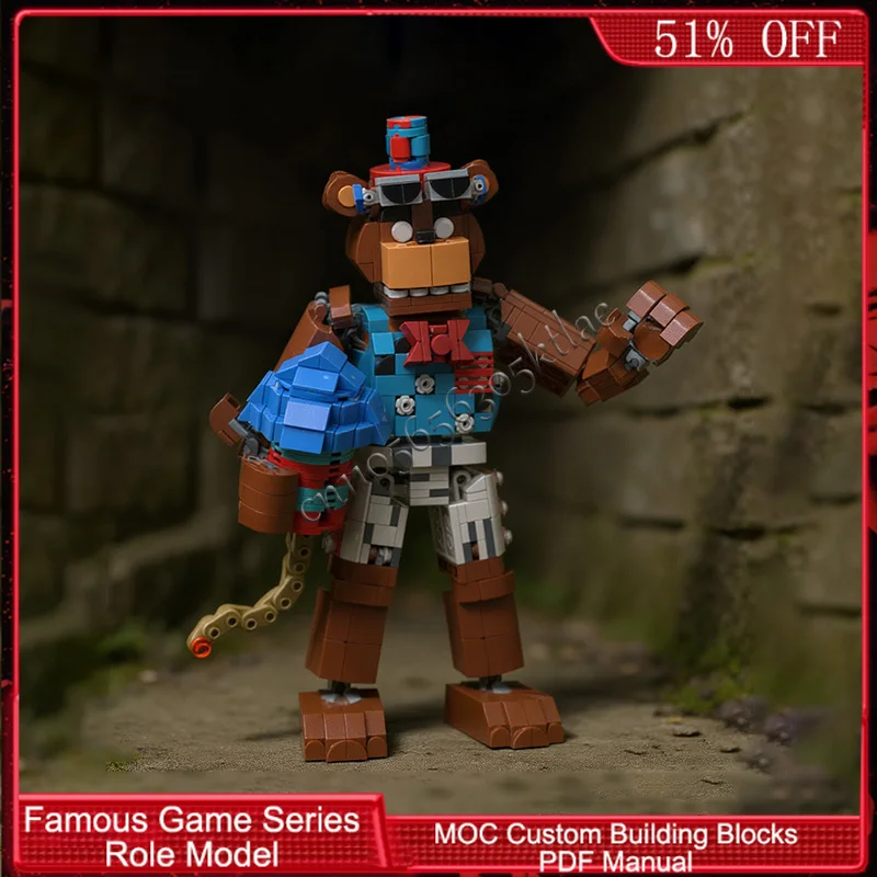 700 PCS Popular Game Character Series Festive Sparkler Bear MOC Customize Modular Building Block Simple DIY Toy Christmas Gift
