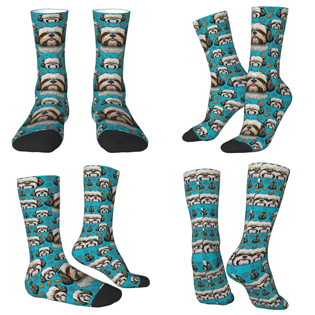 

Носки Dog Lover Shih Tzu Crest, чулки высокого качества в стиле Харадзюку, всесезонные длинные носки, аксессуары для унисекс, рождественские подарки