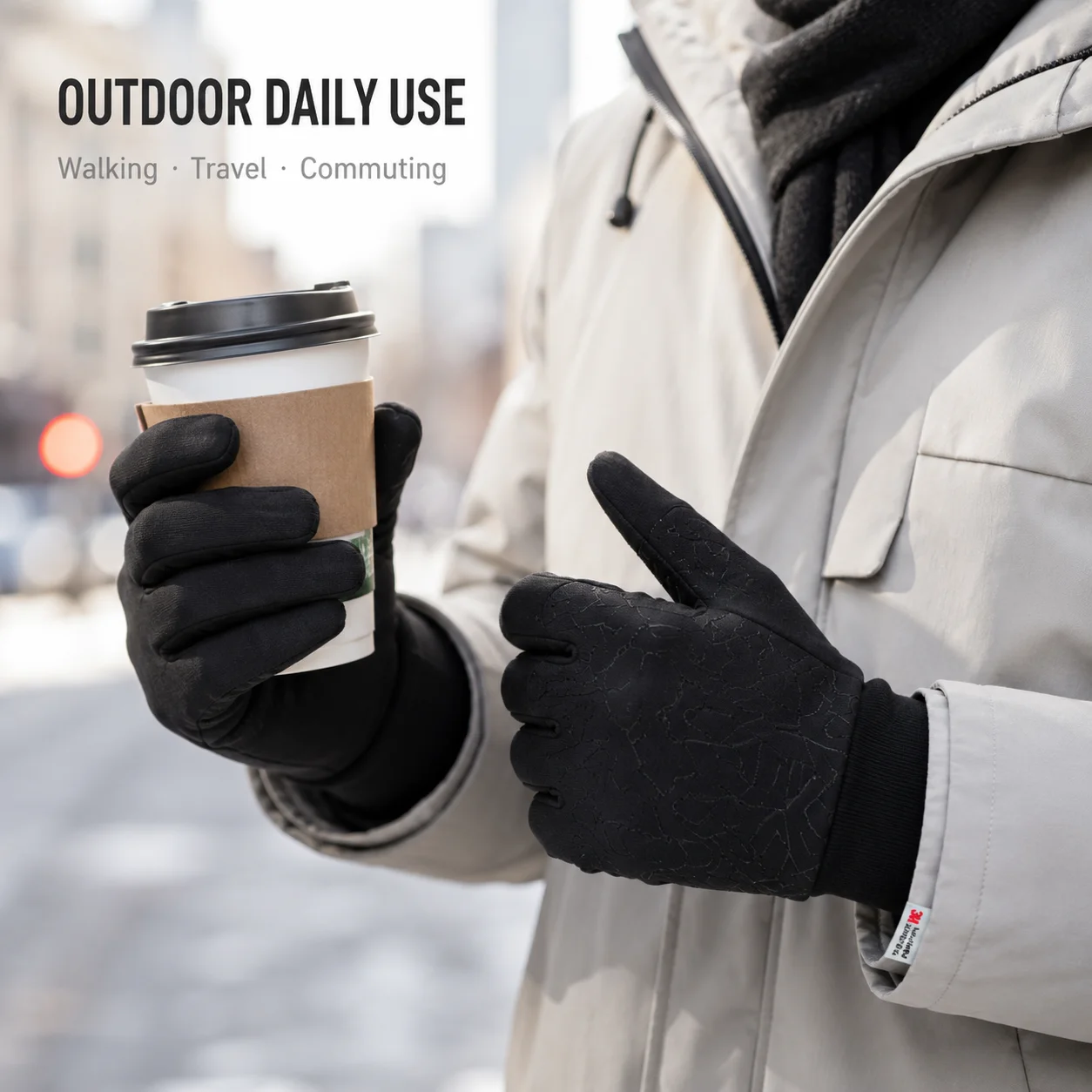 Winter Gloves for Men Women, Touchscreen Thermal Water-Resistant Full Finger Outdoor Gloves with Non-Slip Silicone Grip