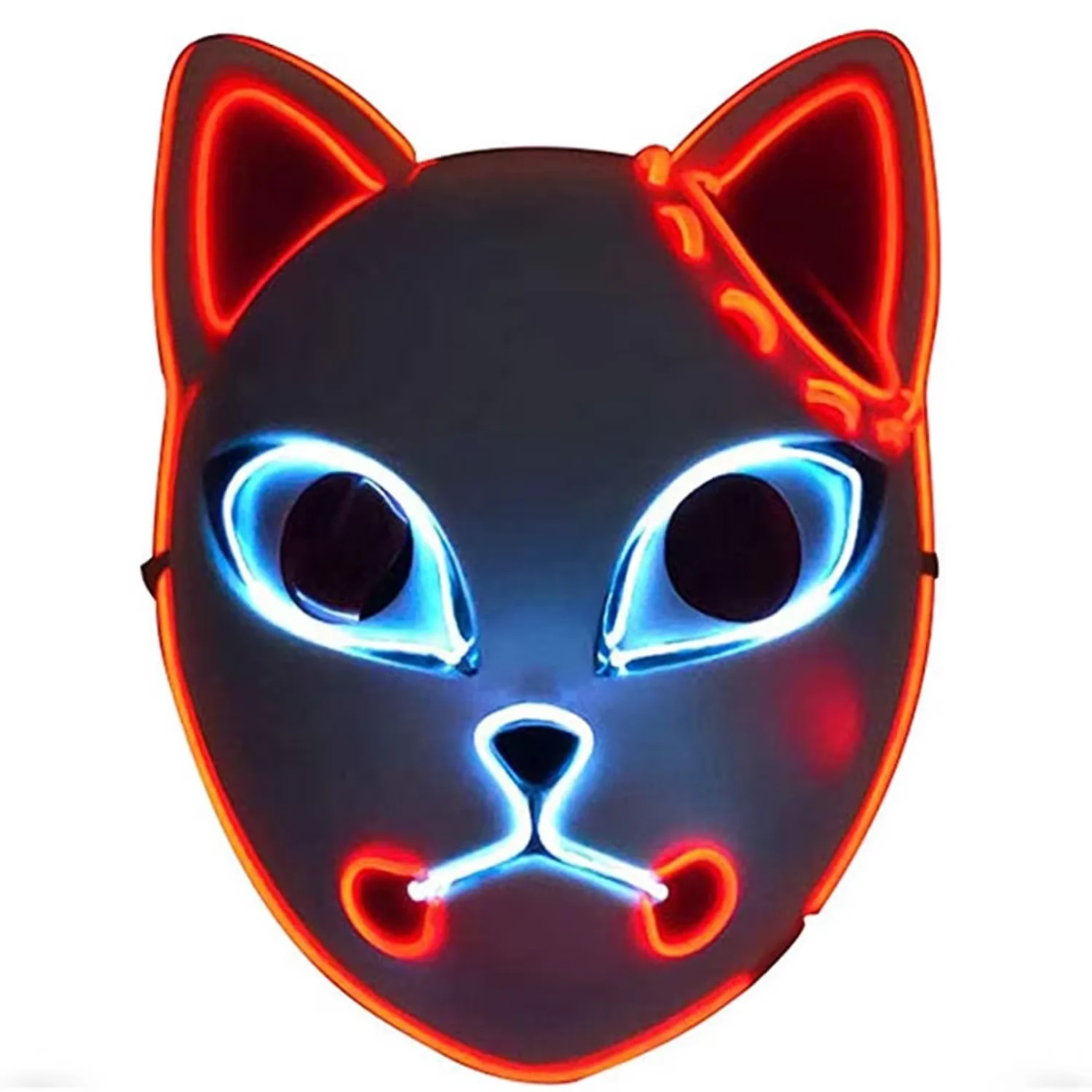 Sabito Tanjirou Makomo Demon Slayer  Cat Mask LED Light Up Luminous Glowing Kimetsu  Yaiba Comic Cosplay Adults Therian madk