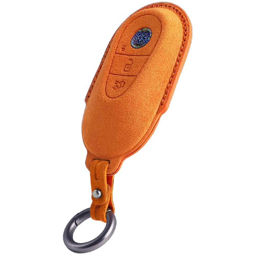 Stylish Key Bag For Car Alarm System Kit Suede Key Cover Precise Imprints Elegant Appearance Embossed Button Design