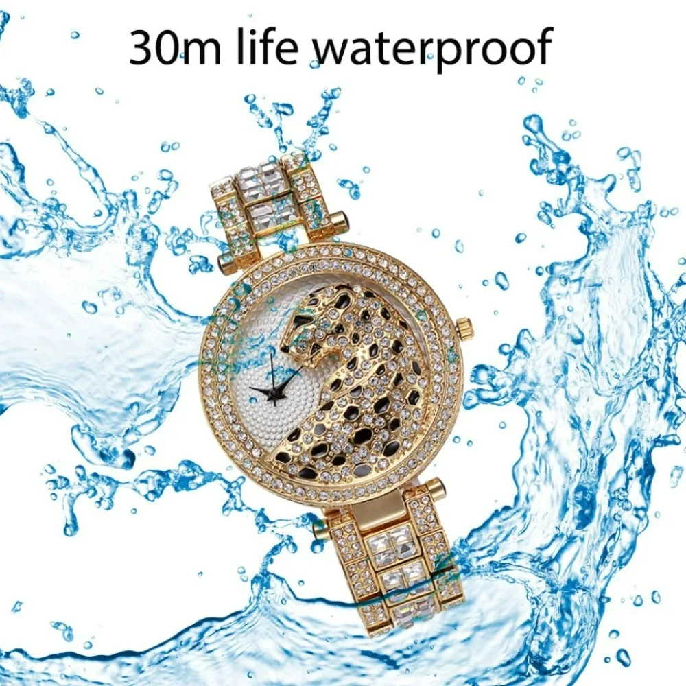 2024 Women Quartz Watch Fashion Bling Casual Ladies Watch Female Quartz Gold Watch Crystal Diamond Leopard For Women Clock reloj