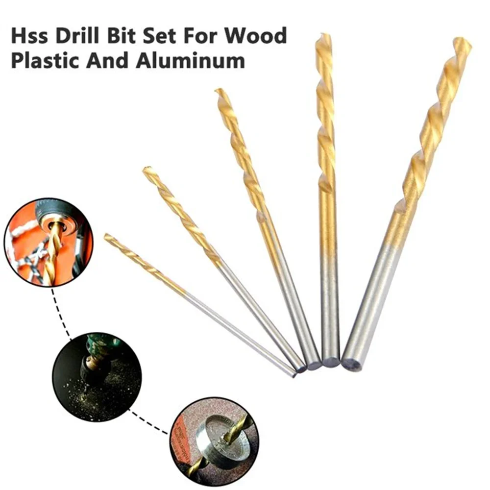 50PCS Twist Drill Bit Set 1/1.5/2/2.5/3mm High Steel Titanium Coated Drill Bits Set Tool For Woodworking