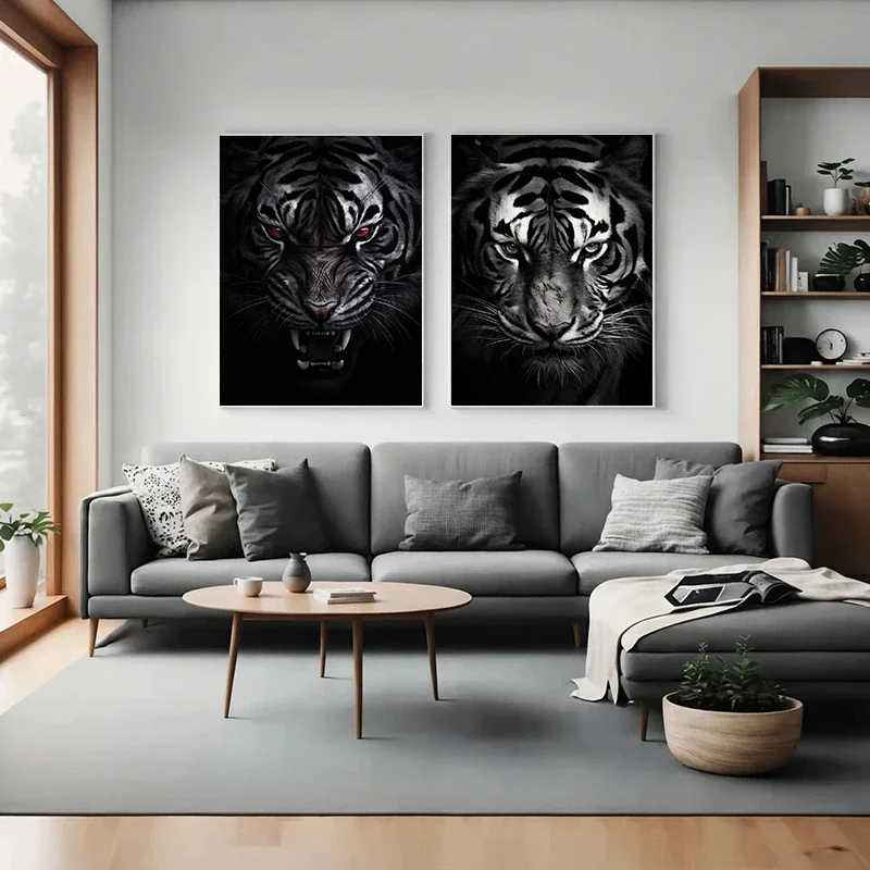 White Tiger Vintage Animal Canvas Painting Wall Art Poster Print for Room Home Decor Animal Lover Gift