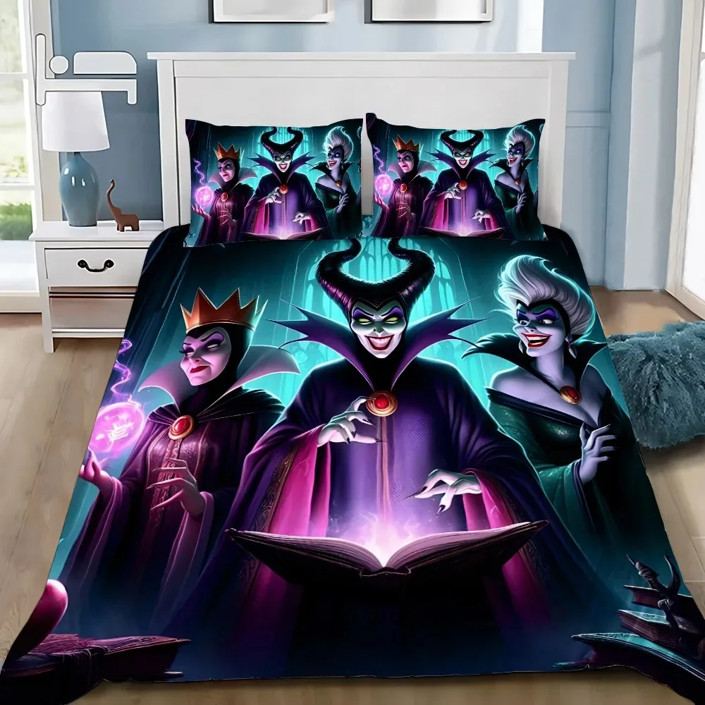 

Duvet Cover Pillowcase Bedding Set Princess Villains Queen Adult Boy Girl Bedroom Decoration Children Single Double Large Size