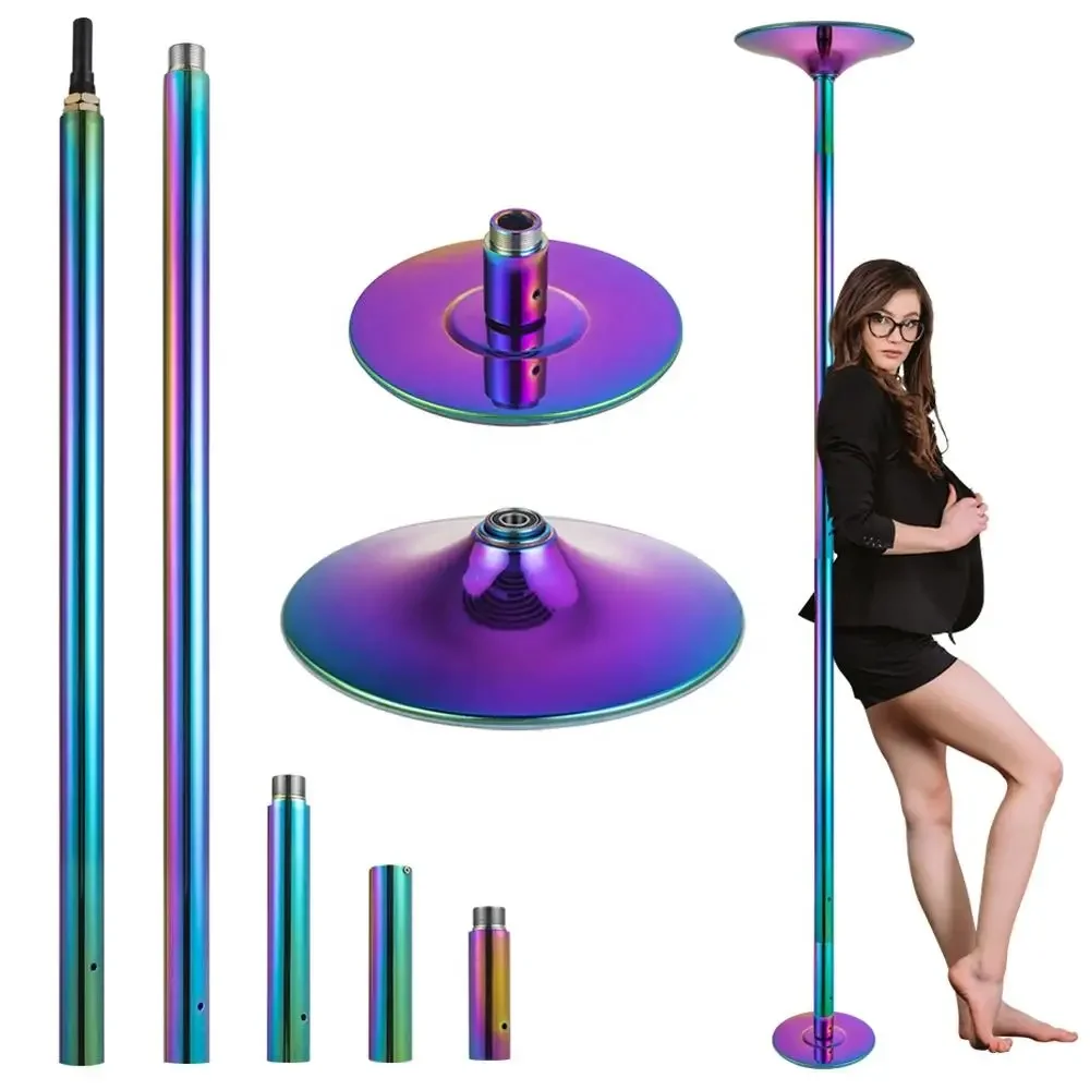 New style Colorful 45mm Steel Tube Spinning and Static Portable Fitness Exercise Stripper Dancing Pole Gold pole dance