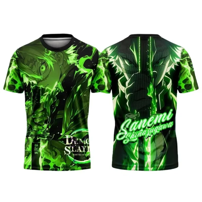 Demon Slayer Inosuke Hashibira T-Shirt mit durchgehendem Aufdruck, kurzärmelig, Anime-Sport-T-Shirt für Männer, Frauen, Kinder, schnell trocknendes, lässiges Jersey – Detail 4