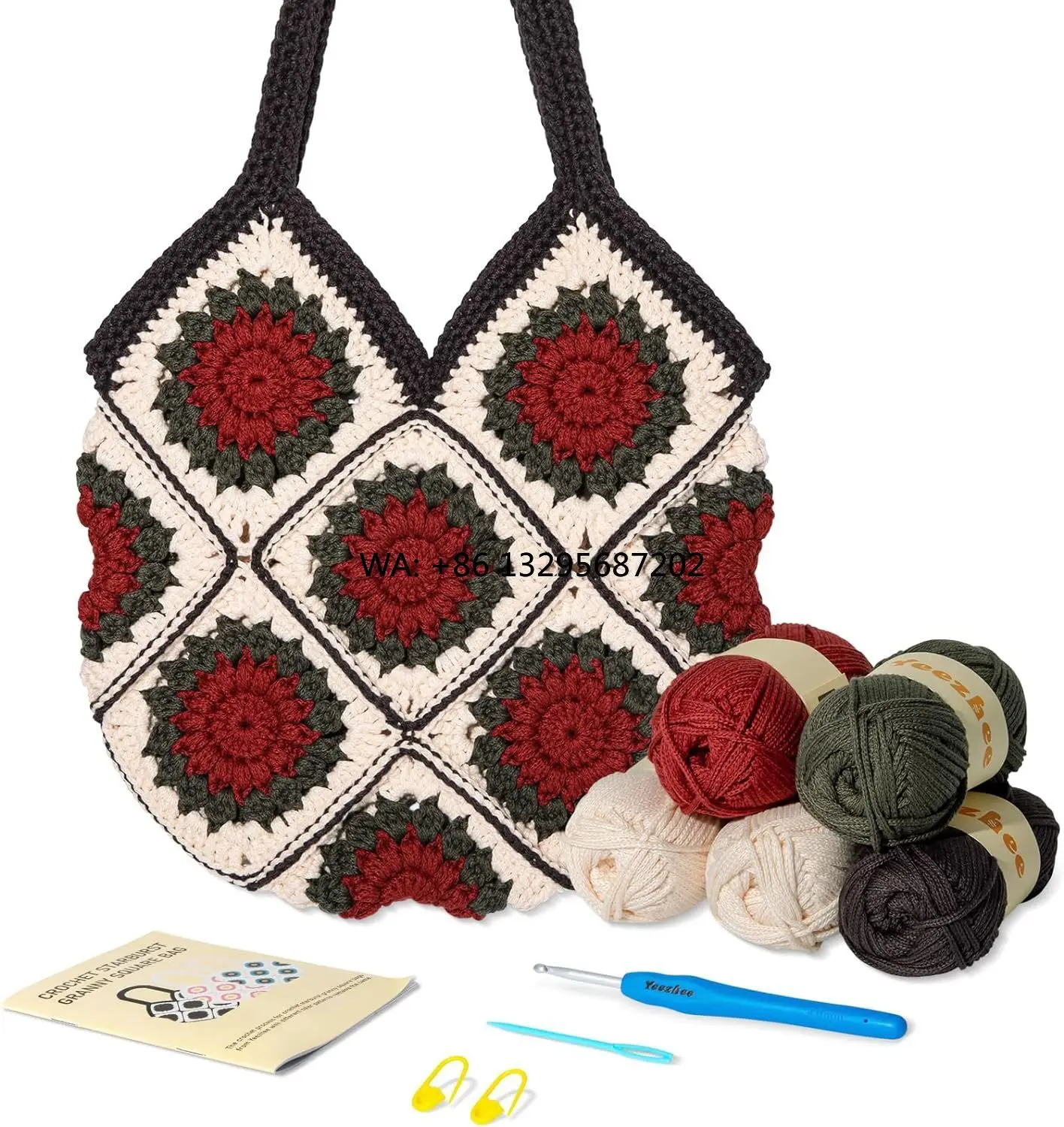 

Fashion Crochet Kit Hand Tote Bag Crochet Raffia Bag Tote Crochet Beach Bag Shoulder Handbags for Women