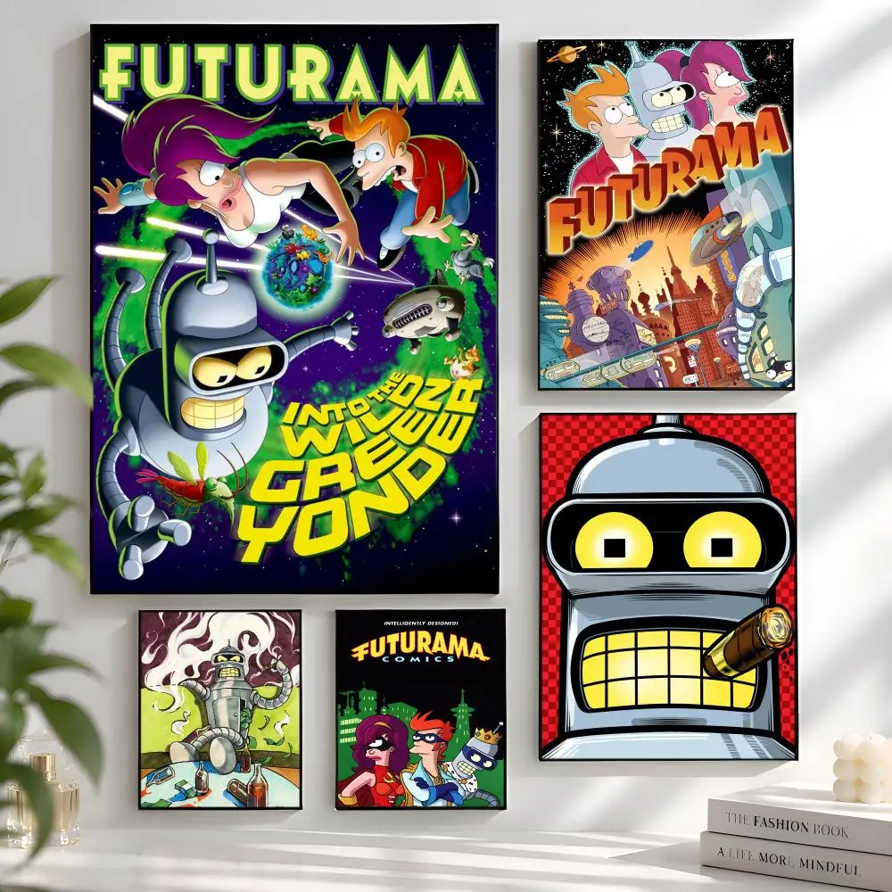 Cartoon F-Futurama B-Bender Anime Poster Aesthetic Wall Art Bedroom Living Room Dorm Office Home Decor