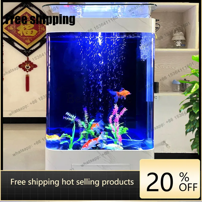 LX Direct-facing Small Curved Ecological Fish Tank Creative Curved Glass Large Screen with no need to change water