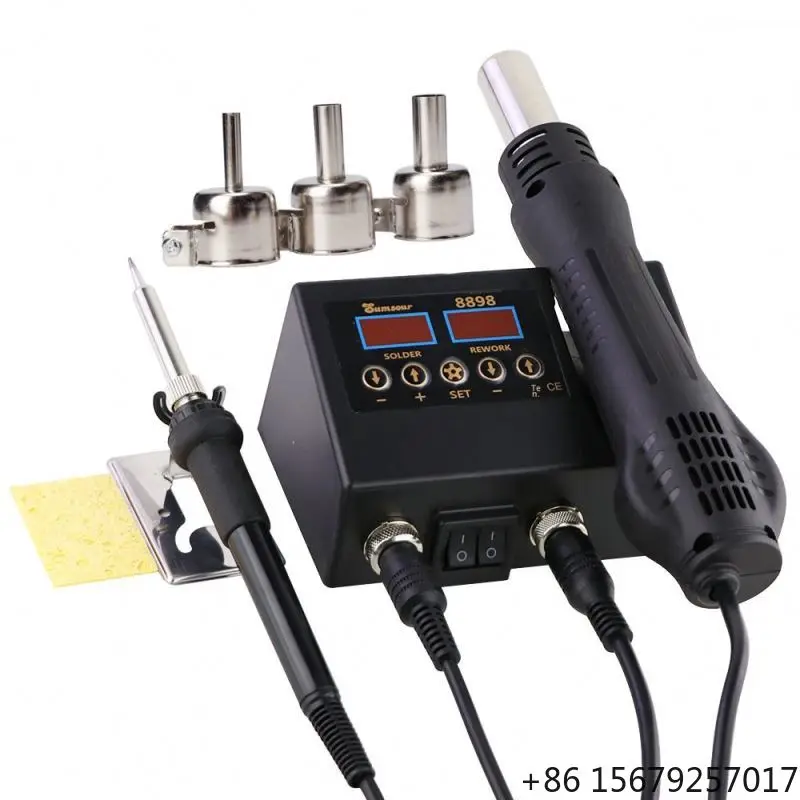 8898 Hot Air Gun Electric Soldering Iron 2-in-1 Induction Heating 600W Station Computer Mobile Phone Welding Repair DIY Tool
