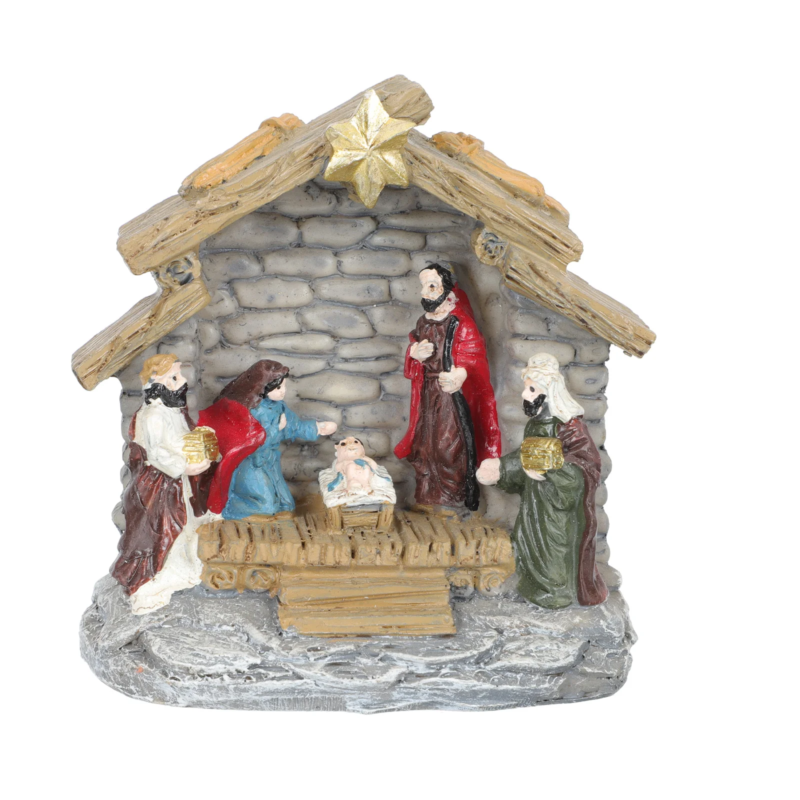 1Set Resin Nativity Scene Craft Statue Vivid Jesus Ornament Indoor Church Home Decoration Religious Gift Lightweight Decor - Image 5