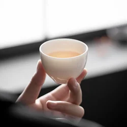 4pcs tea cups pu er tea tools kungfu tea cup gift drink tea tool ceramic White jade porcelain