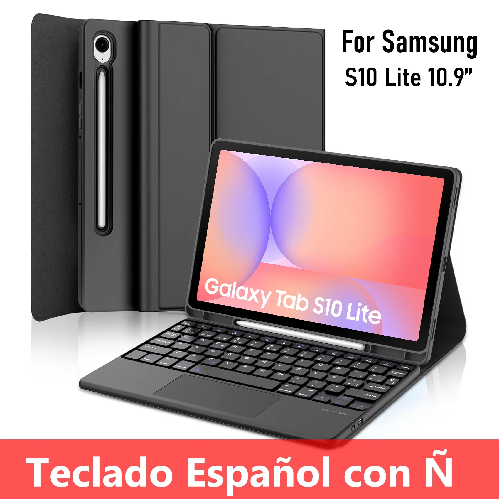Custodia con tastiera staccabile per Samsung Galaxy Tab S10 Lite da 10,9 pollici 2025, cover con tastiera per Samsung Tab S10 Lite SM-X400 SM-X406B