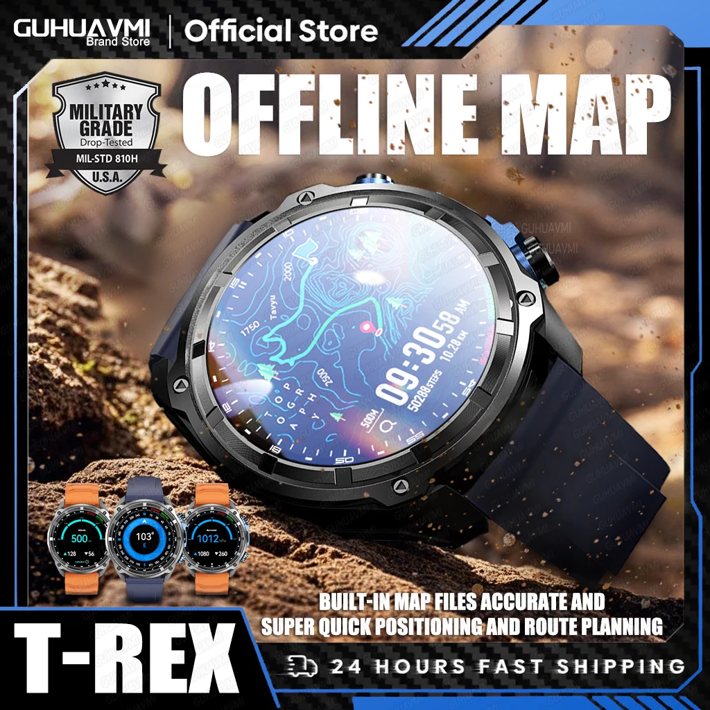 

2025 New Military GPS Map NFC 4GB Memory Sports Smart Watch Men Waterproof Fitness Trackr Bluetooth call 860Mah Battery Bracelet