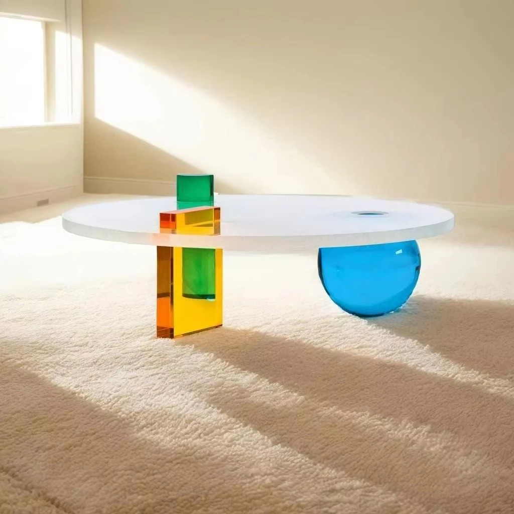 fc- Arrival Creative Design Living Room Furniture Matte Acrylic Coffee Table Interior Home Furniture Thickened Acrylic Tea Table