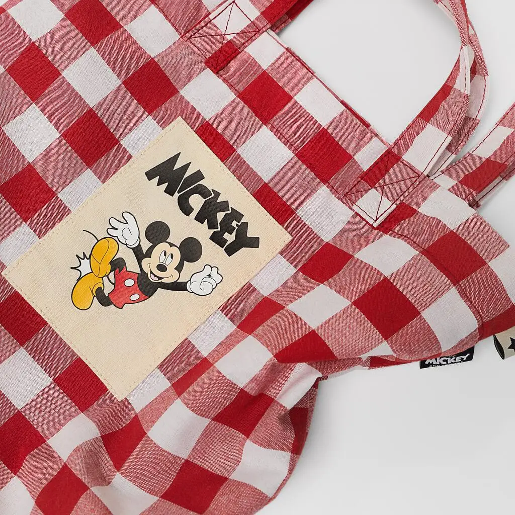 Disney New Red Plaid Mickey Lady Plaid Children\'s Shopping Bag Shoulder Tote Girls Bag  Handbags  Kids Bag