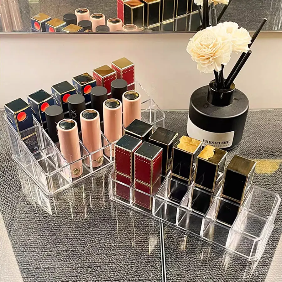 Lipstick Storage Box Dust-Proof Tabletop Cosmetics Nail Polish Transparent Lipstick Box Advanced Lip Glaze Lipstick Shelf