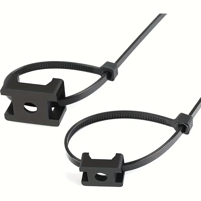 25 Sets Saddle Style Cable Tie Mount Bases with Zip Ties, Cable Anchors with Screw Holes for Office, Home, Garden & TV Wiring