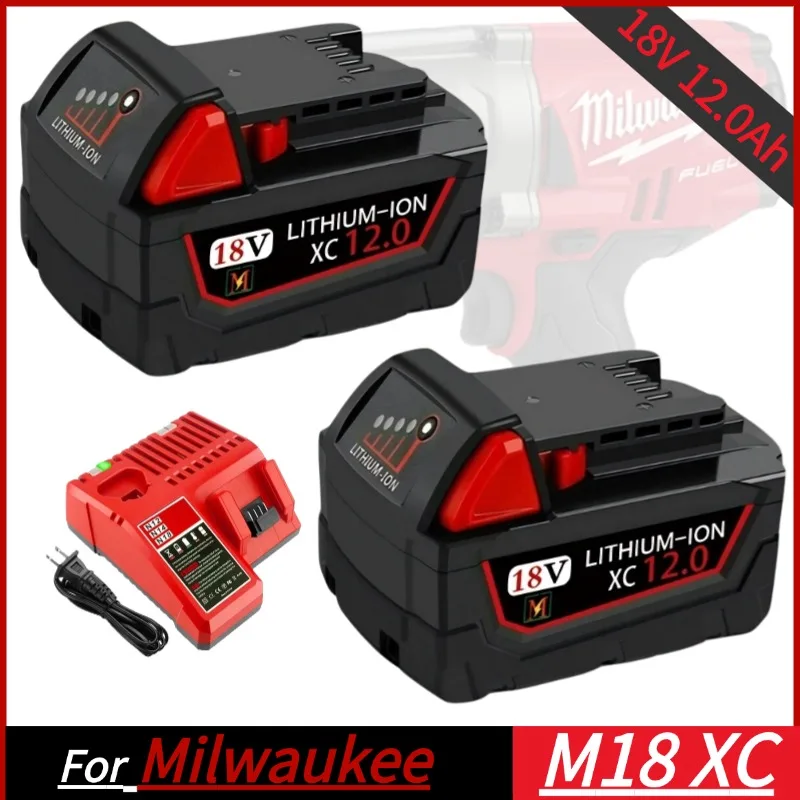

2025 Upgrade 18V 12Ah Replacement Battery for Milwaukee M18 M18B5 XC 48-11-1815 48-11-1850 2604-22 2604-20 2708-22 2607-22