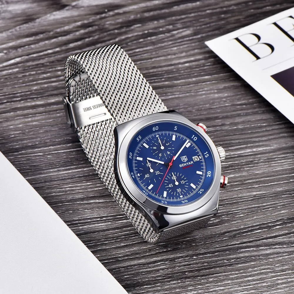 BENYAR 2024 Luxury Men Watch Waterproof Fashion Casual Quartz Wristwatch Man's Business Watches Male Sport Clock