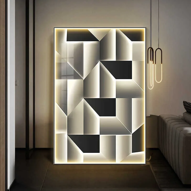 الحديثة نمط هندسي LED حائط الخلفية الفن الجدار ضوء السرير مدخل قاعة مطعم الديكور مضيئة LED جدارية