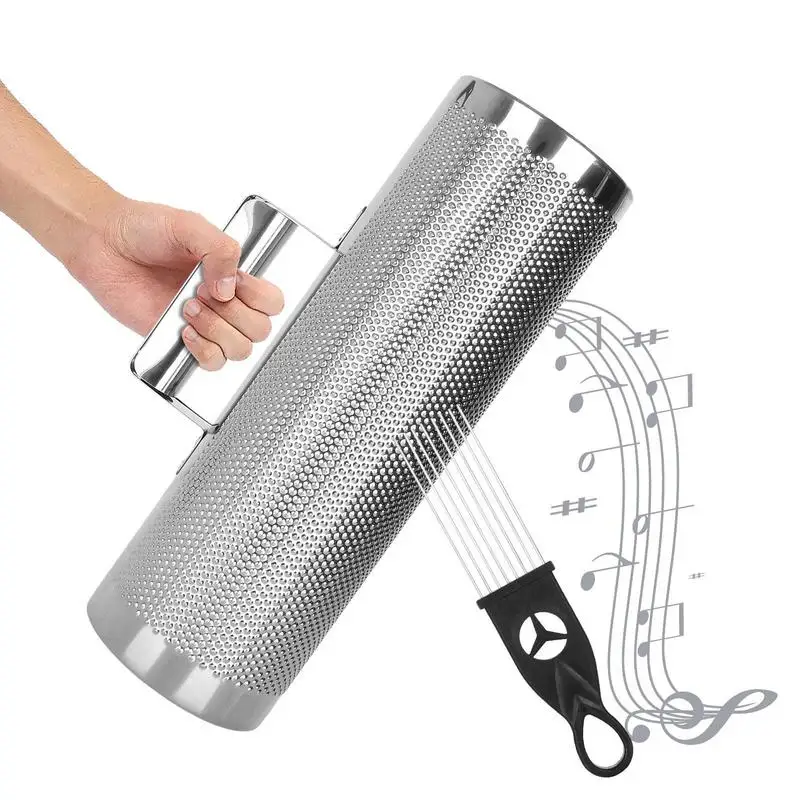 Guiro Instrument Percussion Metal Guiro Shaker With Guiro Scrapper Set Sturdy Shaker Musical Instruments With Non Slip Handle