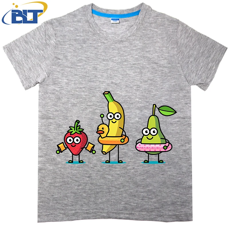 Fruit Loves Summer Printed Kids Shirt Summer Cotton Short Sleeve Casual Tops Suitable for Boys and Girls