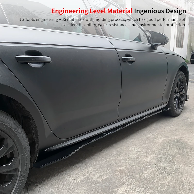 

High Quality Car Side Skirts Extensions Splitters Bumper Diffuser Spoiler Aprons Accessories Carbon Fiber For Audi A4 2017-2023