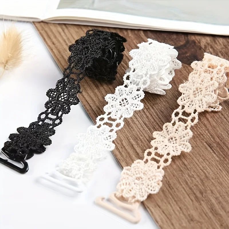 Adjustable Non Slip Bra Strap With Lace Flower Decoration 1 Pair For Women Underwear Accessories