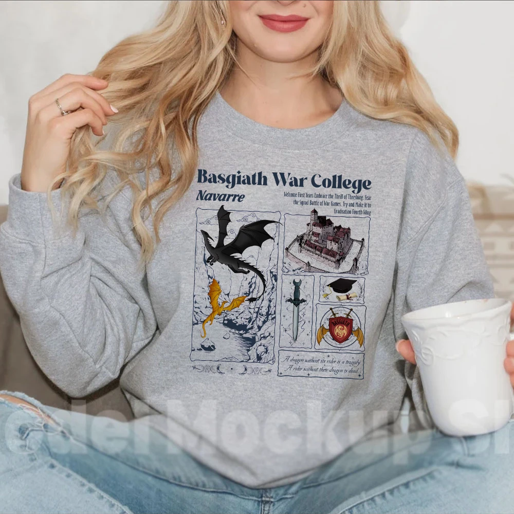 Basgiath War College Sweatshirts Fantasy Book Fourth Wing Sweatshirt Dragon Rider Hoodie Womens Clothing Fashion Hoodies Vintage