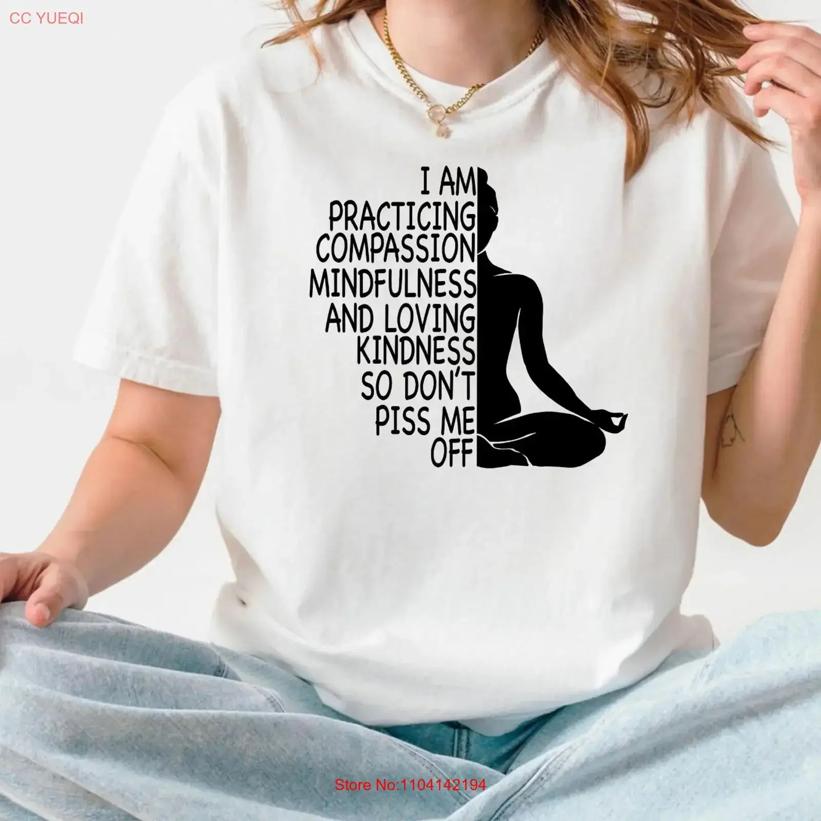 Yoga T Shirt Compassion Funny Mindfulness Kindness Mystical Namast vintage Washed Stylish Unisex streetwear Comfortable