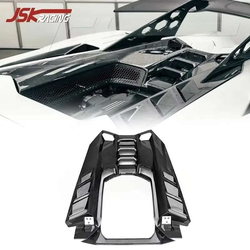 Dry Carbon Fiber Rear Engine Hood for 2023-2025 Lambo Revuelto Upgrade to D Style