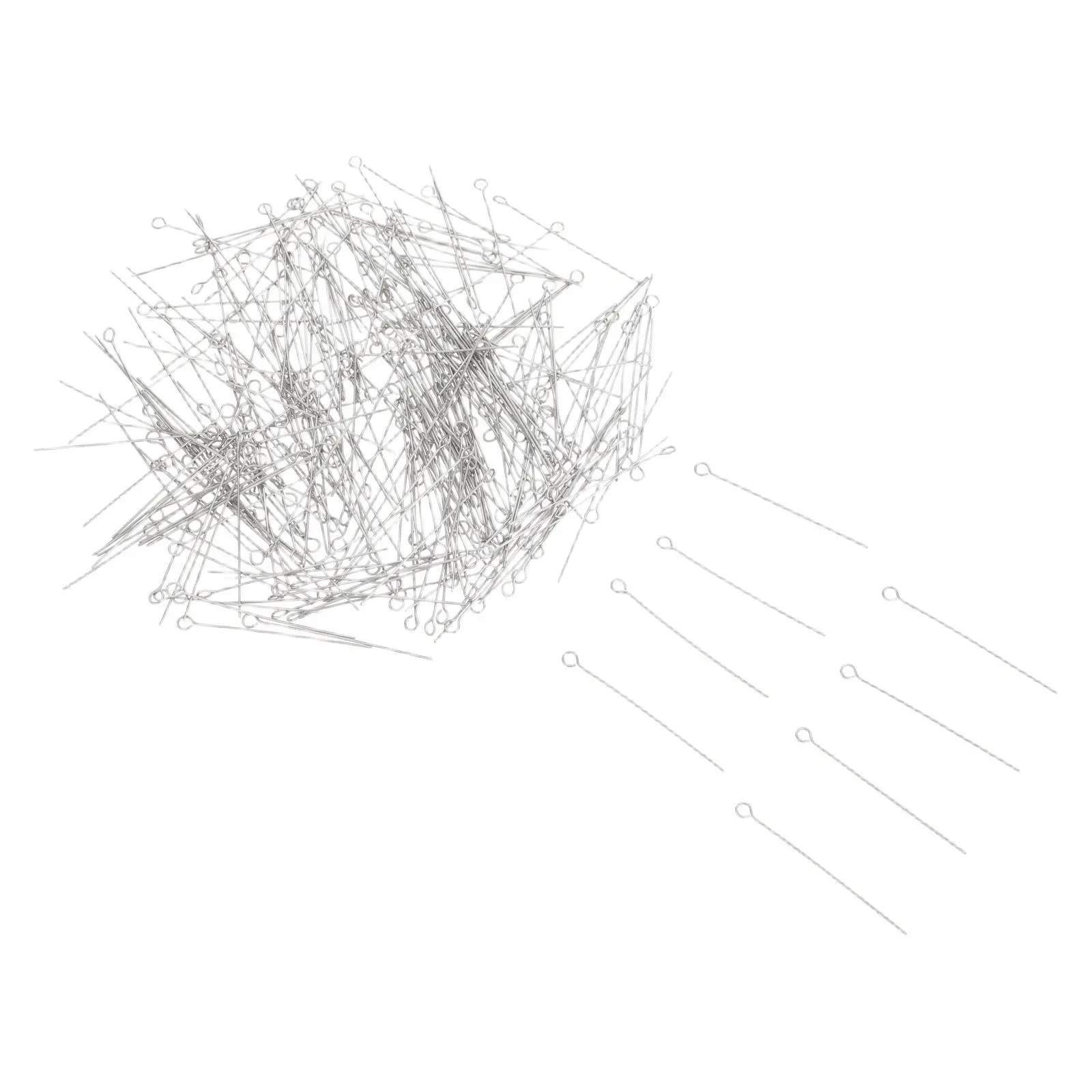 300Pcs Stainless Steel Open Eye Pins for Jewelry Making 40Mm Silver Head Pins DIY Bead Earring Necklace Bracelet Keychain Charm