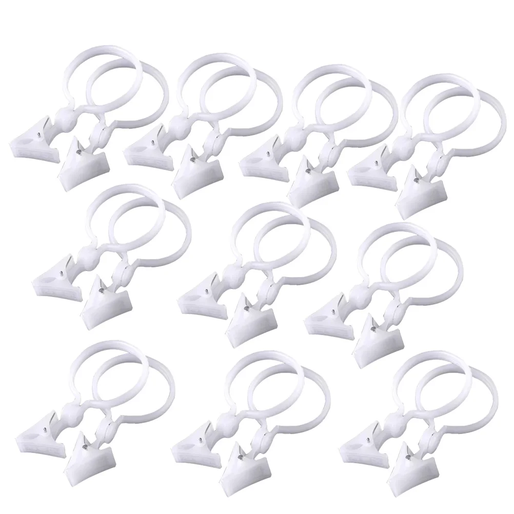 

20pcs 12 X6cm Shower Curtain Clips Plastic Bathroom Accessories Easy Install Non-Drop Hooks Curtains Privacy Home Decor