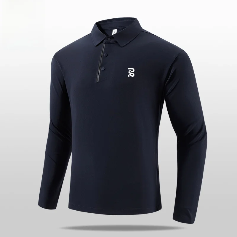 

Outdoor Casual Long Sve irt Qui Dry Breathable Versatile Men's T-irt Bandit Fitn Sportswear Turn-down Collar