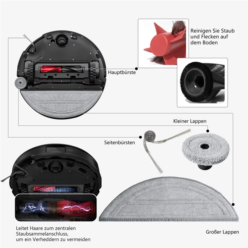 BAAN-Replacement Accessories Kit For Roborock Saros 10, G30, S9 Maxv Ultra Vacuum Cleaners-Main Brush, Filter, Mop, Dust Bags