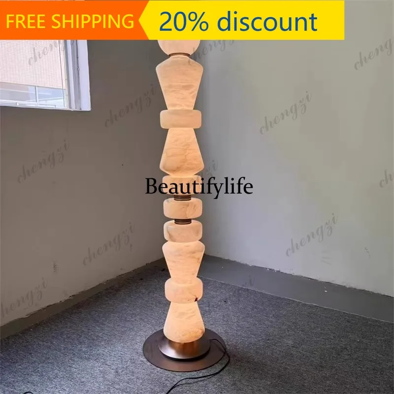 CC Spanish natural marble floor lamp designer light luxury living room bedroom floor lamp