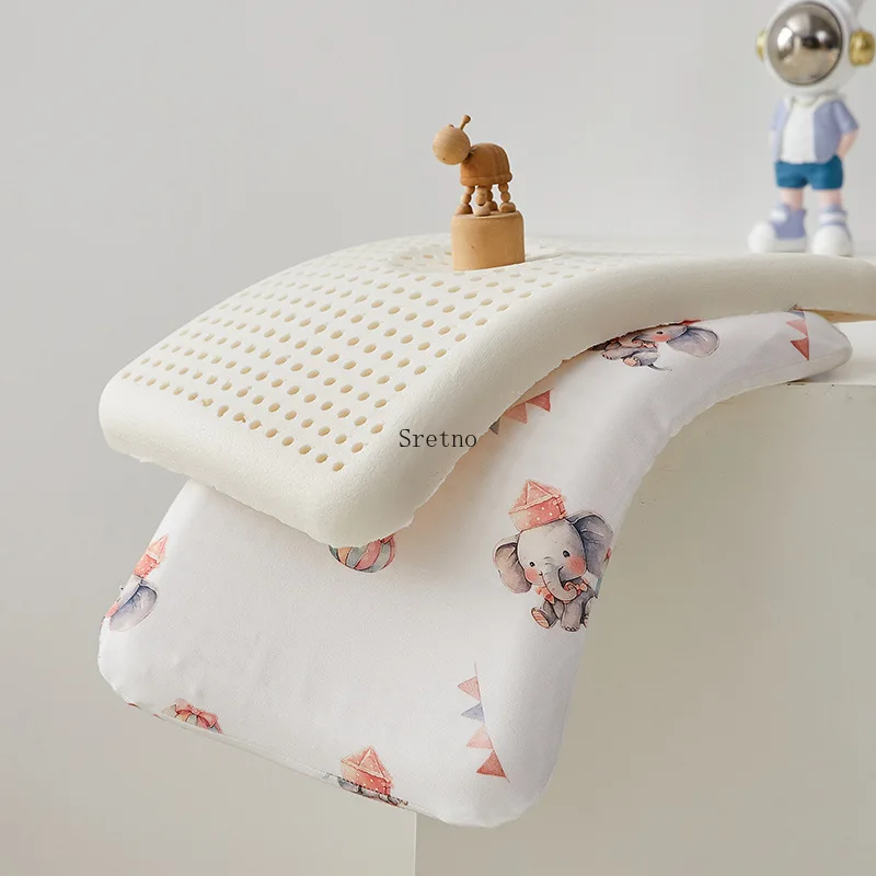 Japanese-style Ultra-low 3cm Height Latex Neck Pillow with 90% Latex Content and Pure Cotton Cartoon Pillowcase almohadas
