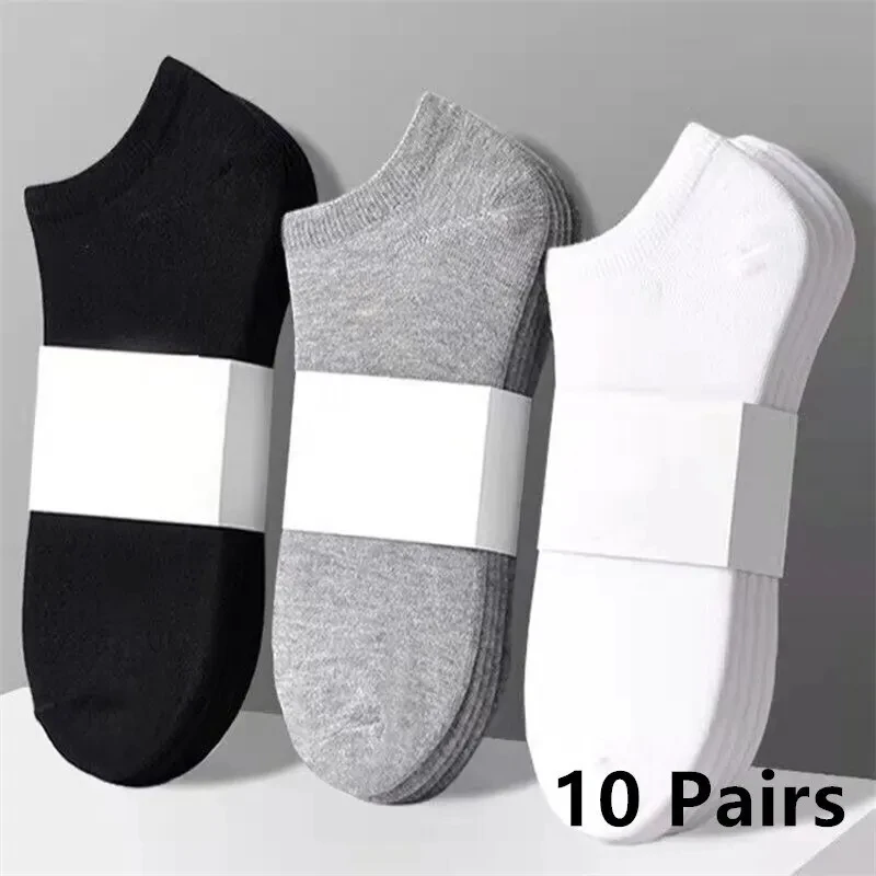 Calcetines náuticos de poliéster para hombre, medias suaves y transpirables de negocios, color negro, blanco y gris, novedad de verano, 10 pares