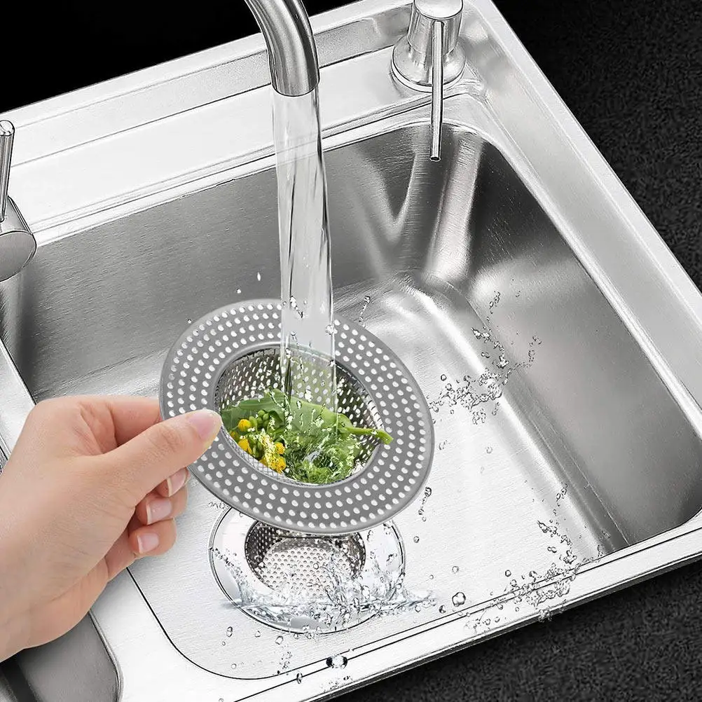 

2Pcs Shower Drain Protector Rust Proof Stainless Steel Hair Catcher Cover for Bathroom Kitchen Sink Drain Strainer