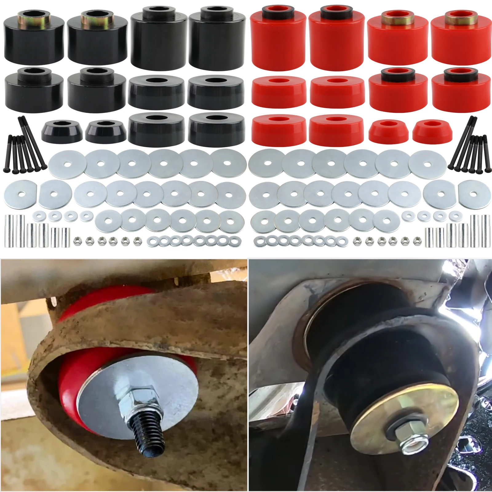 4.4123R Body Cab Mount Bushing Suspension Component Replacement Kits For Ford F150 F250 F350 2WD 4WD 1980-1998 Red Black