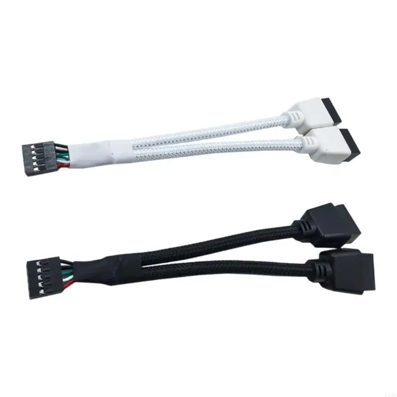 Internal USB 9 Pin Splitter Cable for Front Panel Header Extension and Desktop Case Wire Routing During Assembly F19E