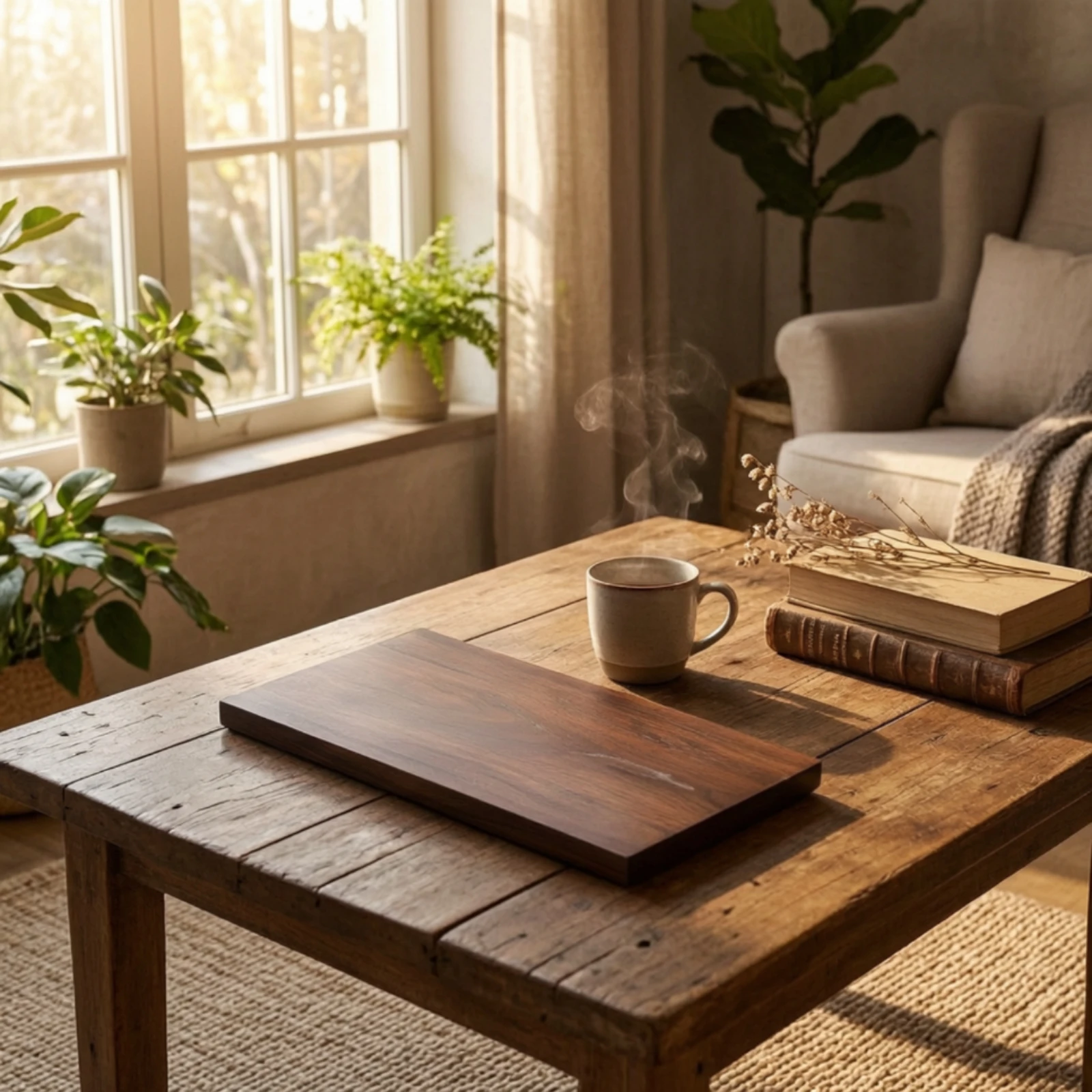 Dry Tea Tray Sleek-Profile Walnut Tea Tray Rectangle Platter Hand-Finished Multi-Purpose for Minimalists