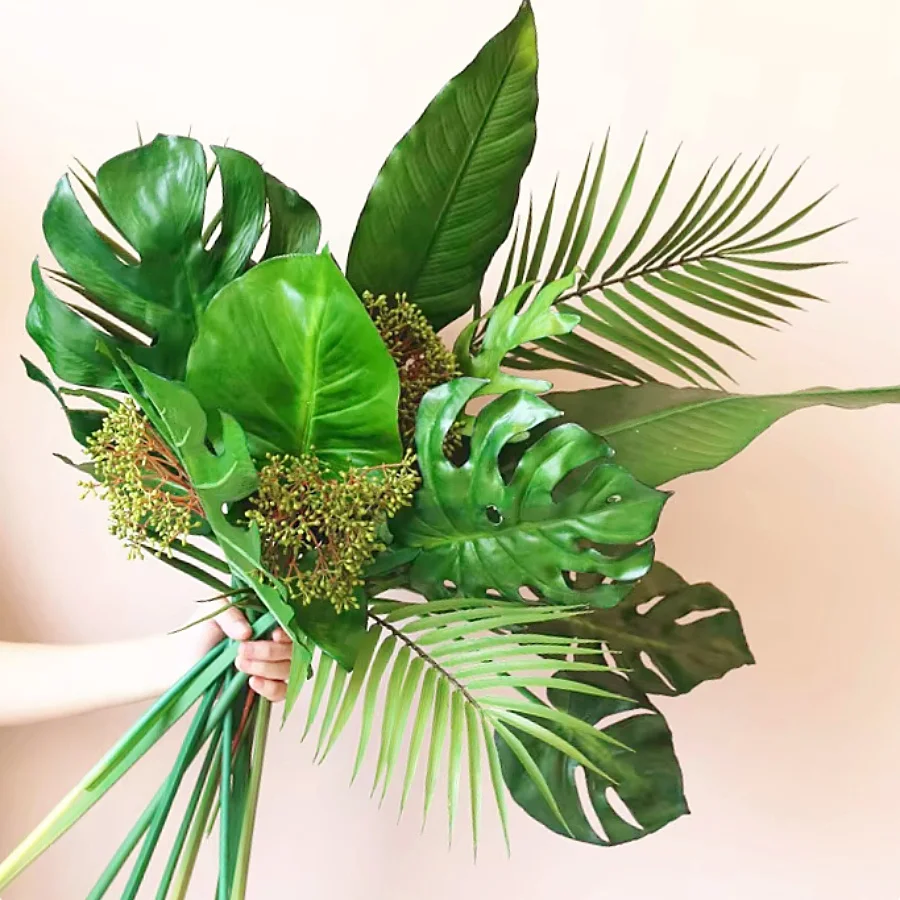 Artificial Single Palm Leaf Fake Tropical Plants Simulation Monstera Branch Flower Arrangement Accessori Hotel Home House Decor