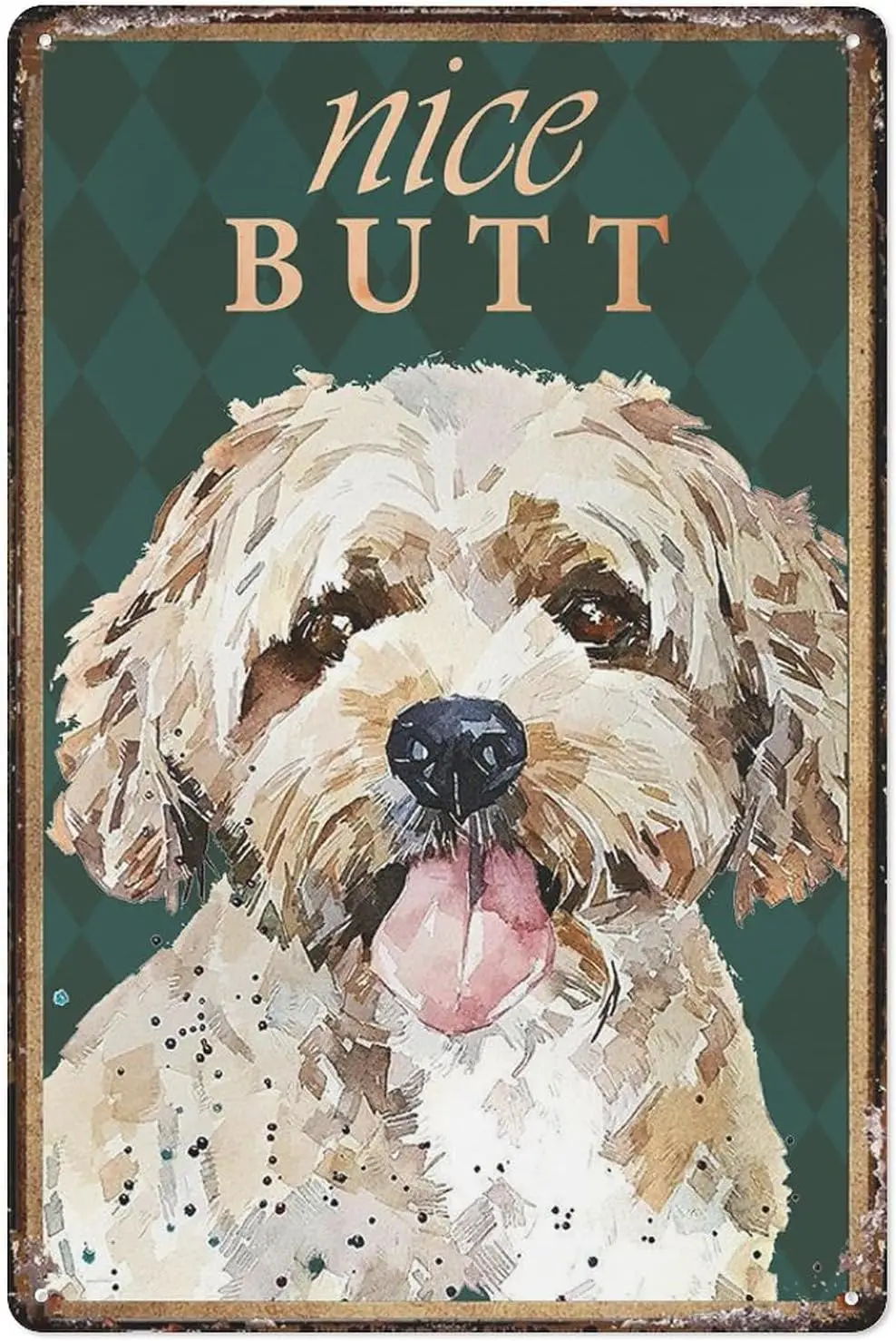 Metal Tin Sign Wall Decor Cavapoo Nice Butt Vintage Vintage Tin Signs Plaque For Home Office Restaurant Classroom Toilet Farmhou