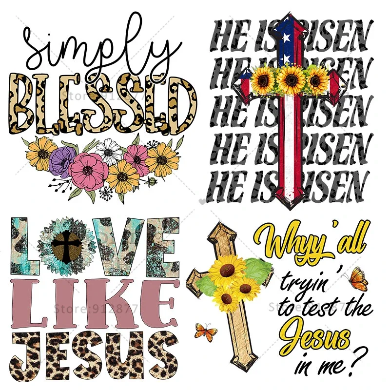 Heat Transfers He Is Risen Smily Blessed Retro Love Like Jesus Leopard Peace Love Sunshine Aunty Taking To Texas Today Faith